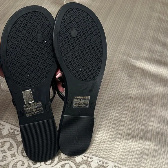 Tory Burch Black Sandals with Gold Emblem - Picture 5 of 5
